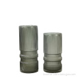 cylinder ribbed colored glass & crystal bud vase